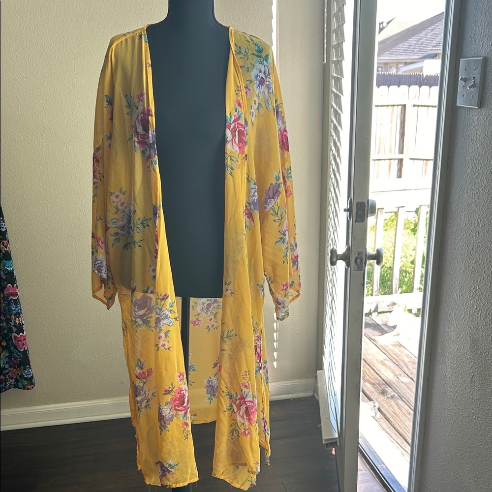 Ambiance Yellow Floral Kimono